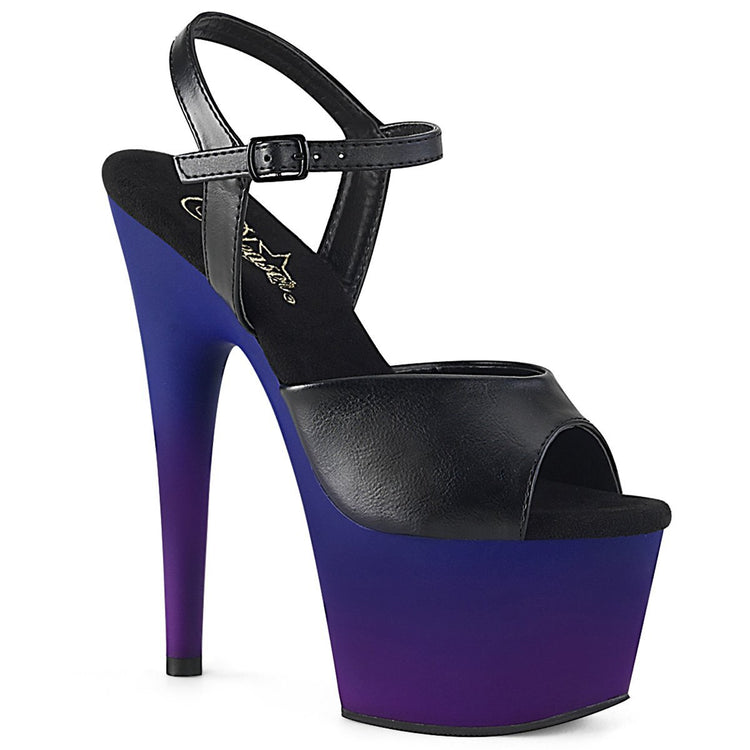 ADORE-709BP Blk Faux Leather/Blue-Purple Ombre