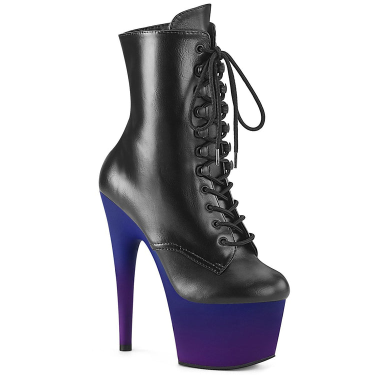 ADORE-1020BP Blk Faux Leather/Blue-Purple Ombre